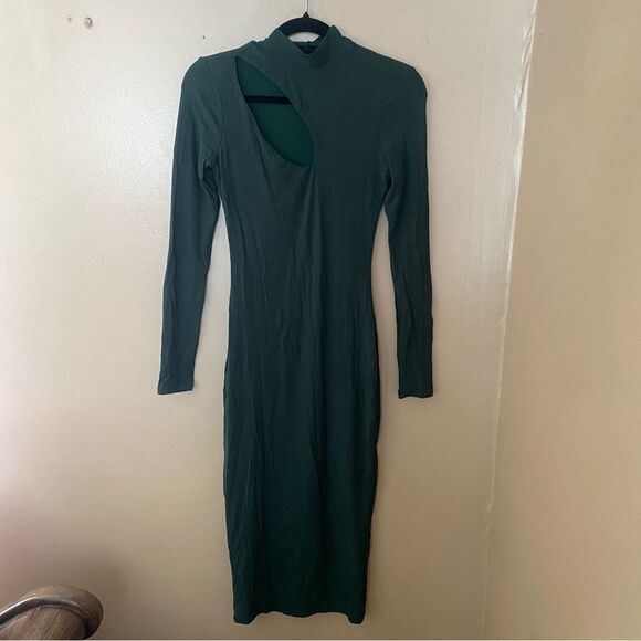 Remi x Revolve Lori dress midi cut out stretch knit Forrest green NWT Sz XS - Picture 2 of 11